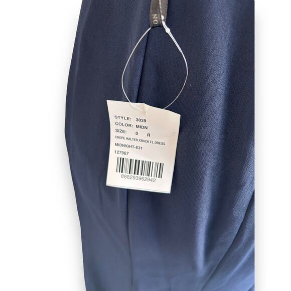NEW Nordstrom Navy Blue Column Gown Size 0 Minimalist Quiet Luxury Prom Formal - Picture 8 of 11